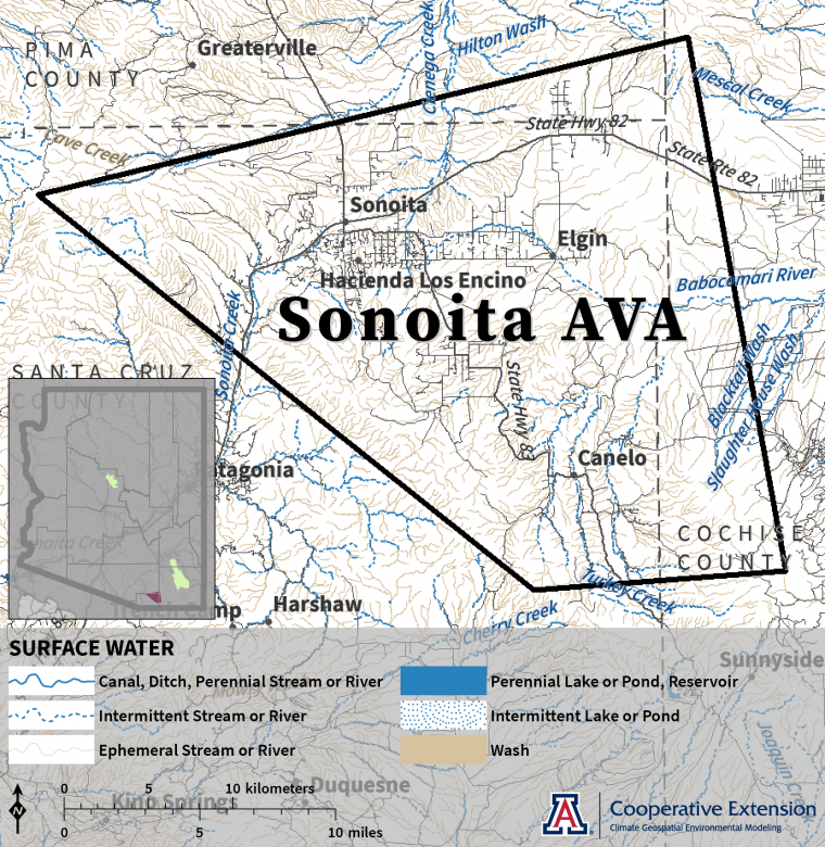 Surface water map for Sonoita AVA