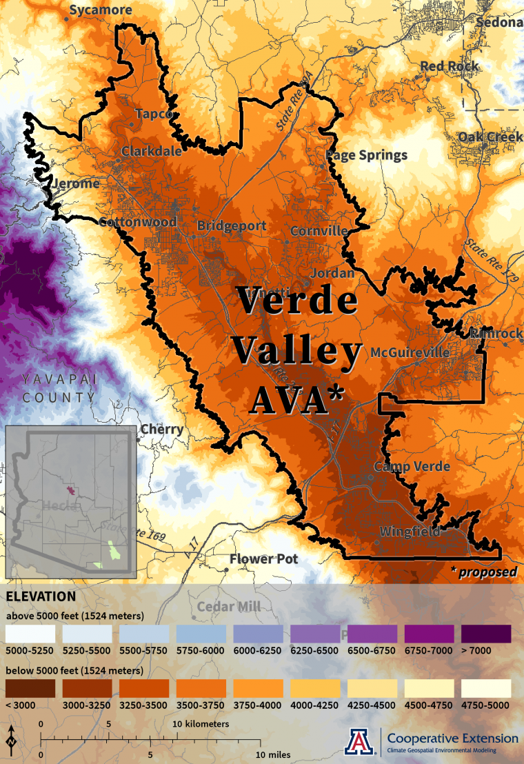 Elevation map for proposed Verde Valley AVA
