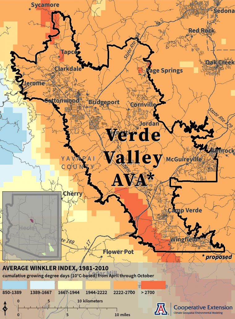 Winkler Index map for proposed Verde Valley AVA