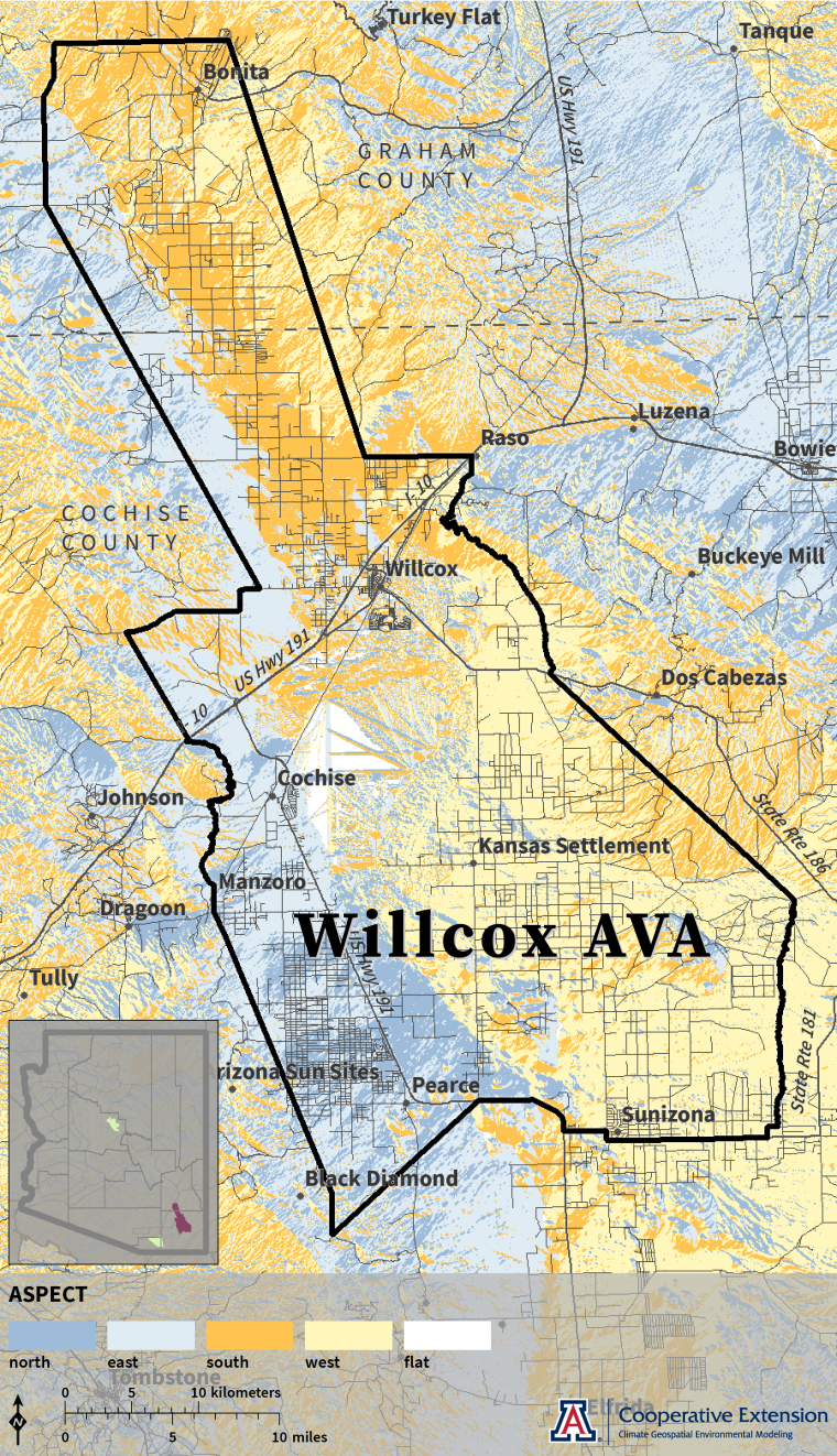 Aspect map for Willcox AVA