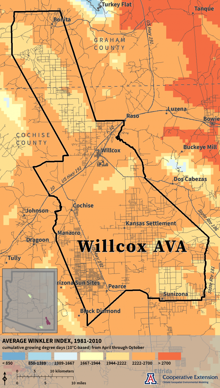 Winkler Index map for Willcox AVA