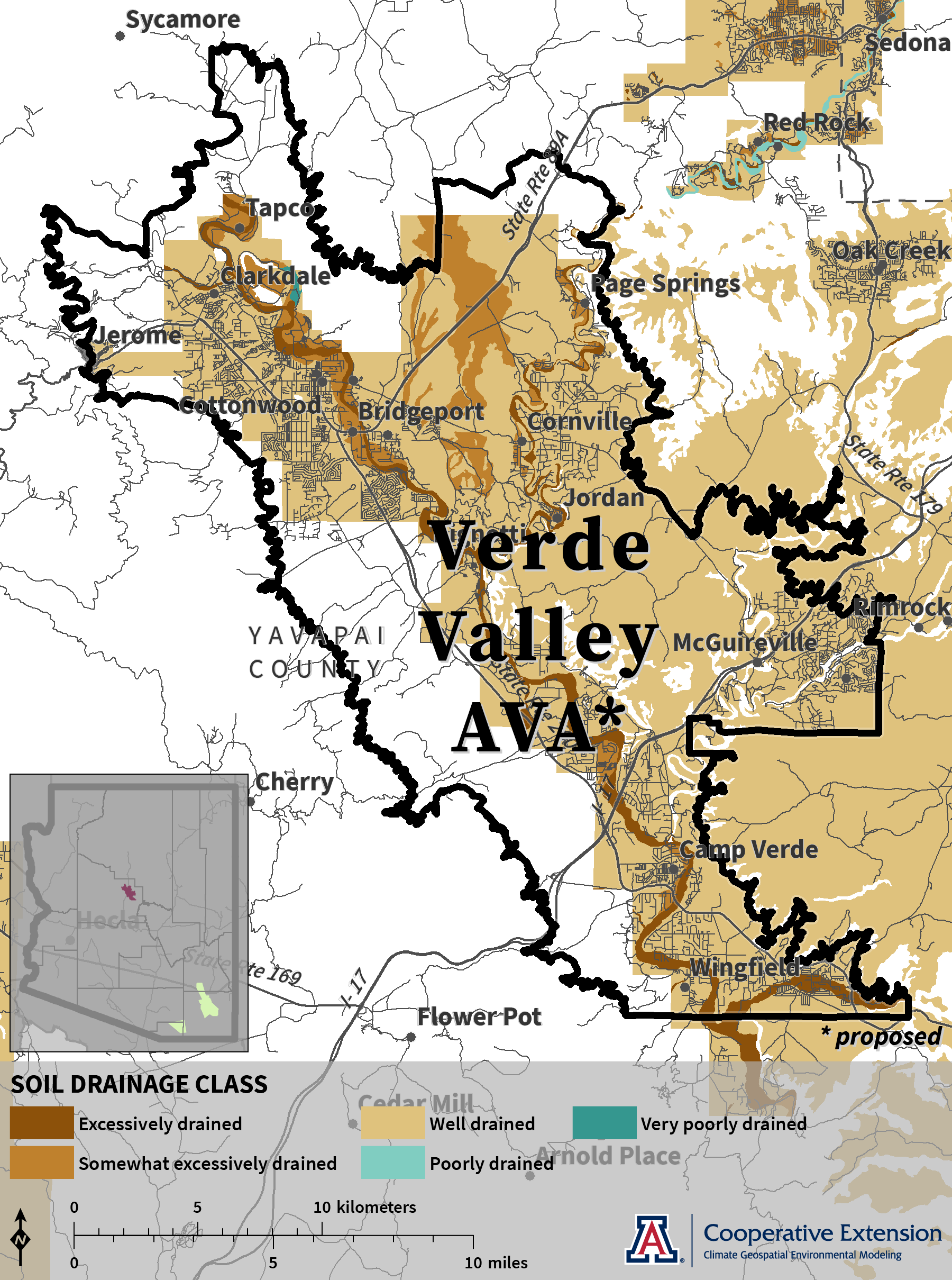 map of soil drainage class for proposed Verde Valley AVA