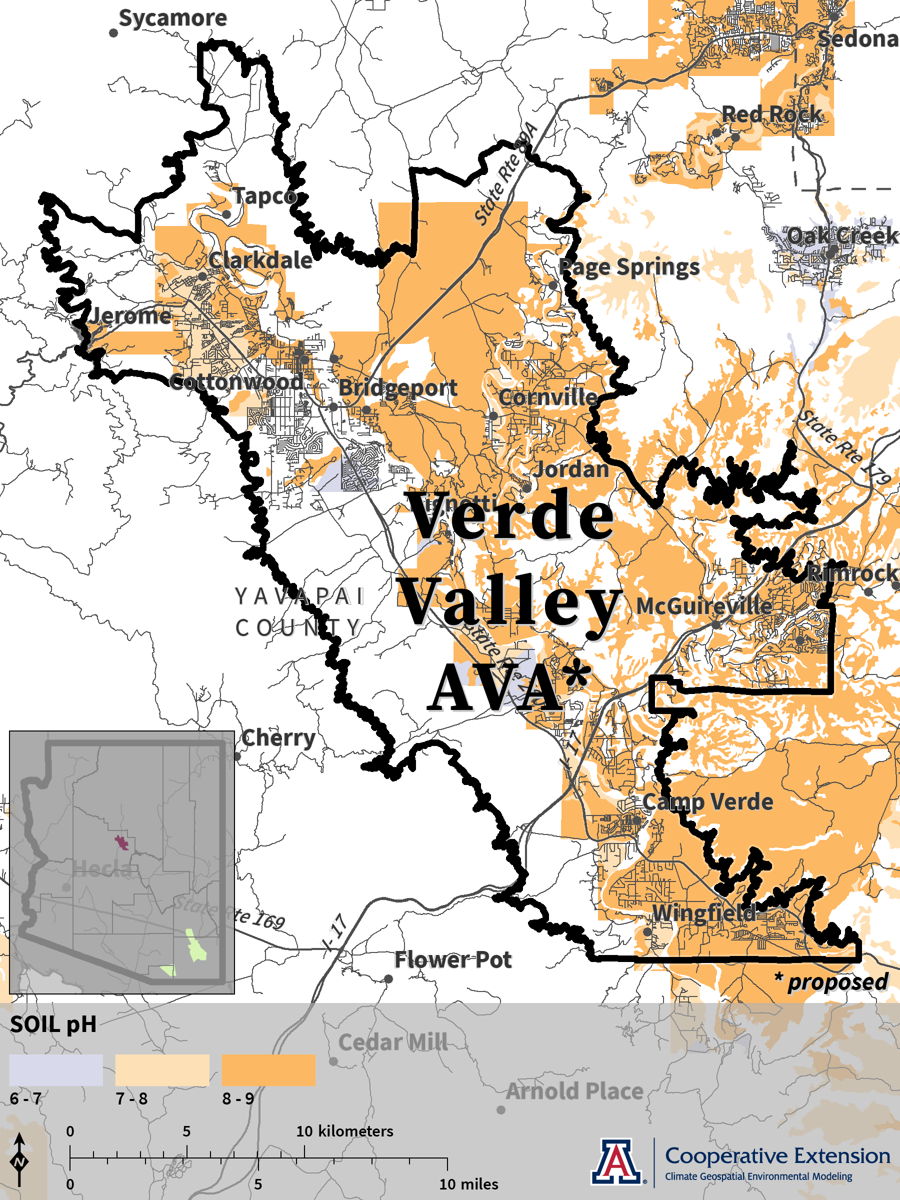 map of soil pH for proposed Verde Valley AVA