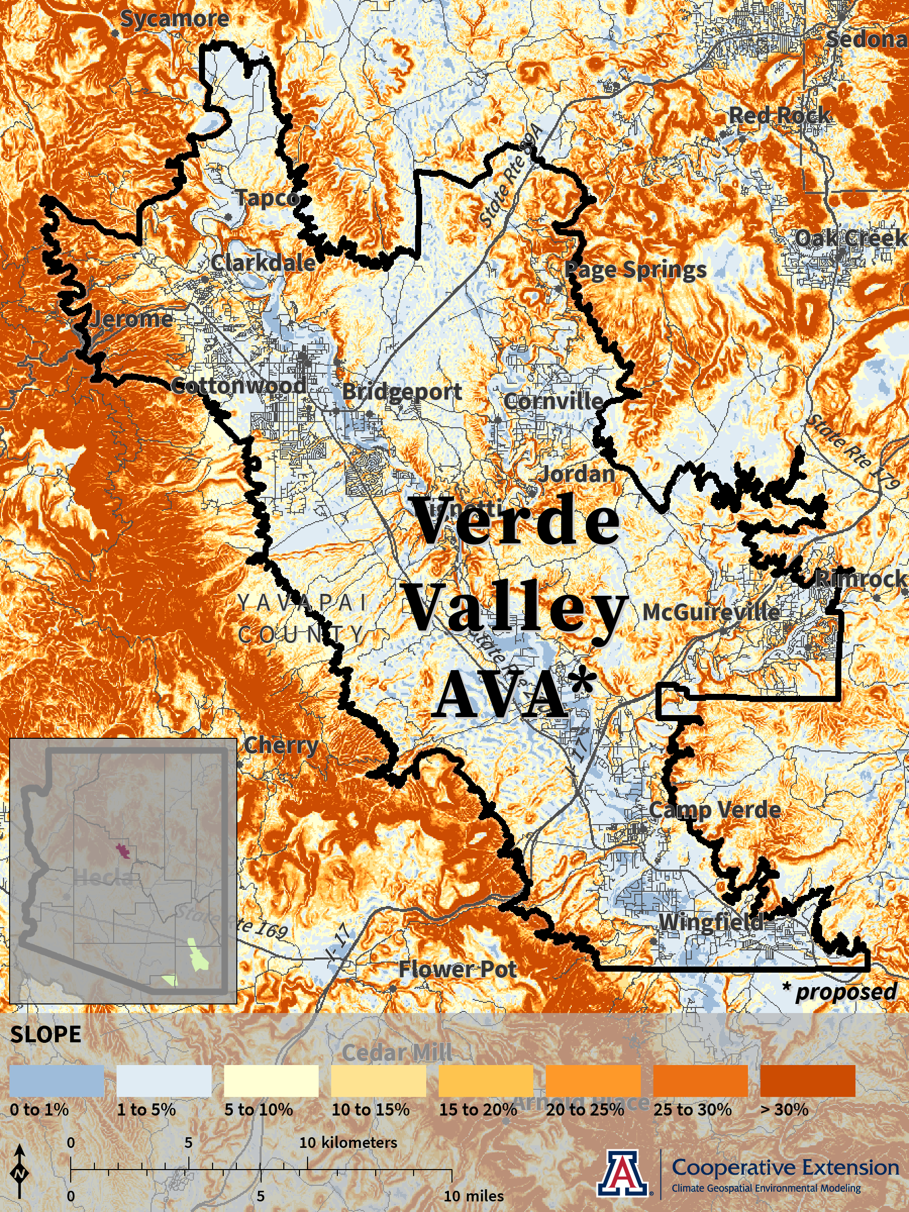 Slope map for proposed Verde Valley AVA