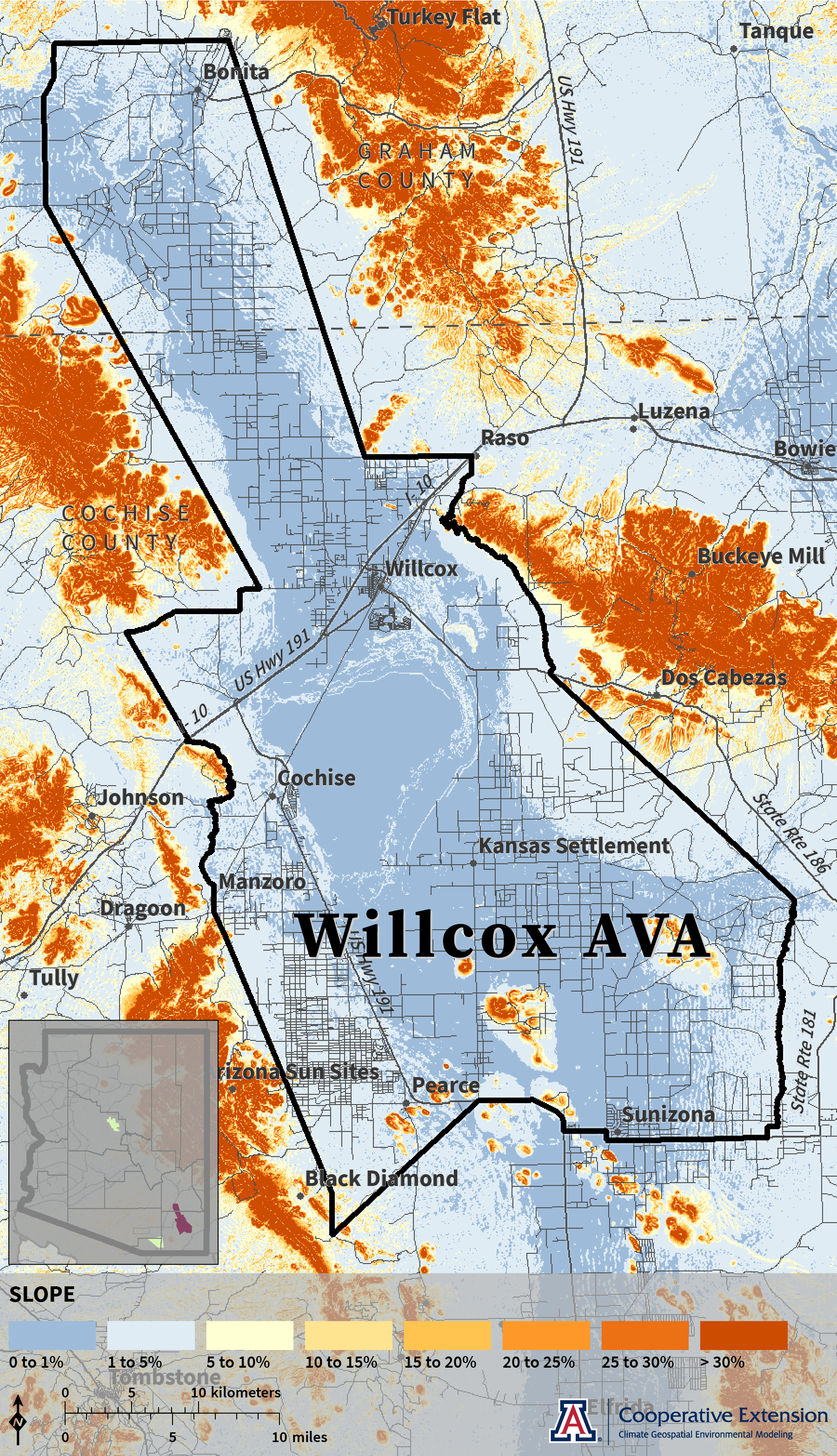 Slope map for Willcox AVA