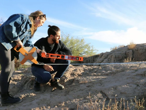 students in the field