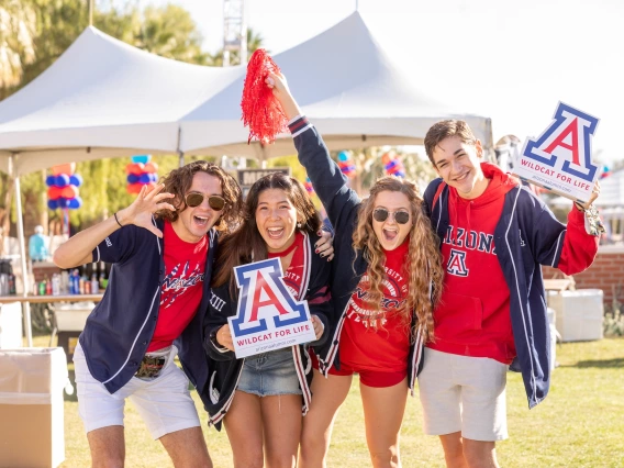 Group of students cheering