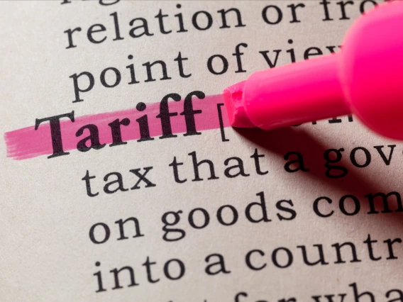 A dictionary entry for "tariff"