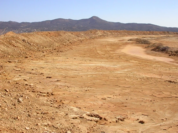 A dry, dusty desert landscape