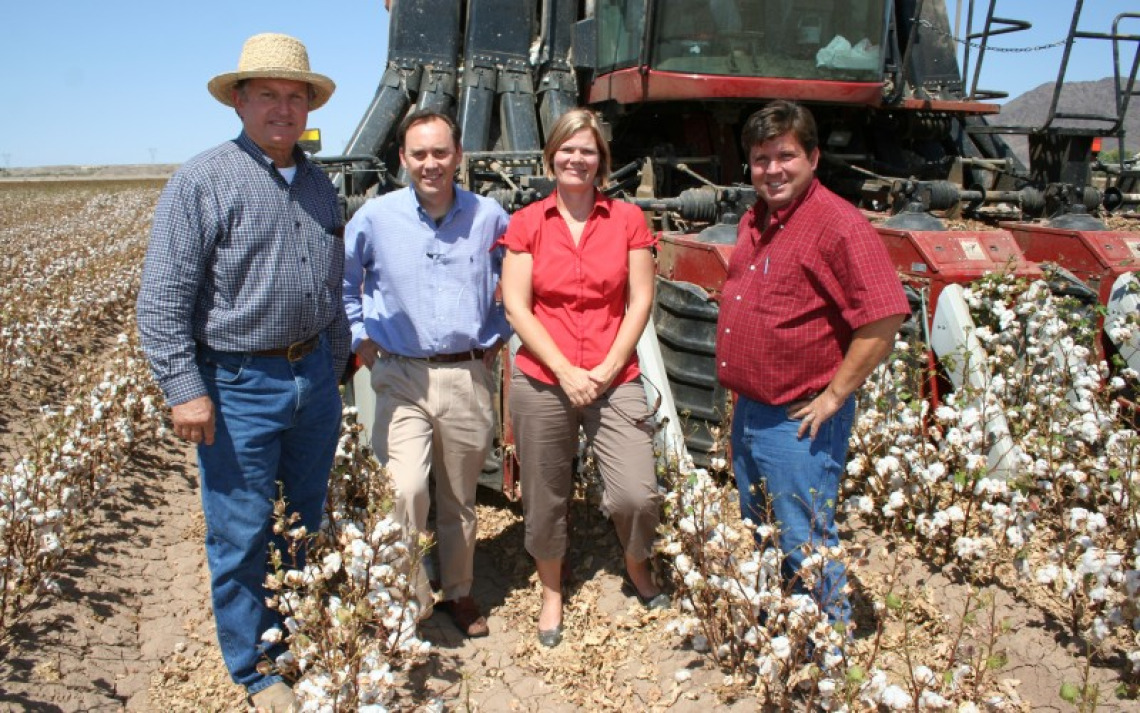 A cotton harvest stop during a 2011 tour of Yuma County, Ariz.
