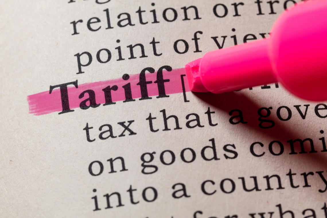 A dictionary entry for "tariff"