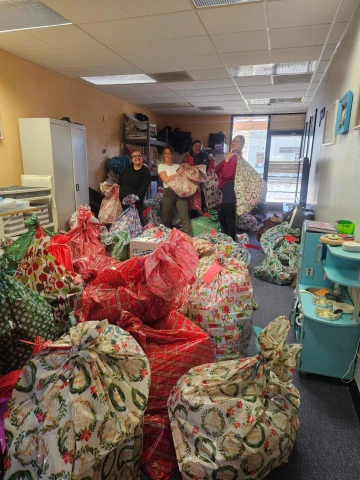 Prepping the Angel Tree presents