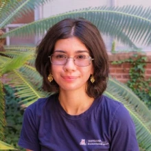 Illiana Samorano outside of the Saguaro Building on UA main campus