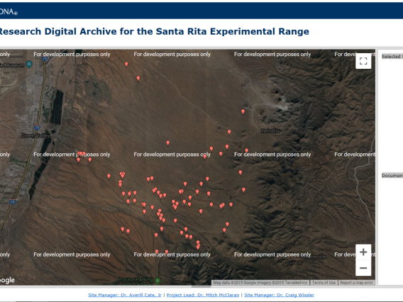 View of the Home Page for the Historical Digital Archive of the Santa Rita Experimental Range