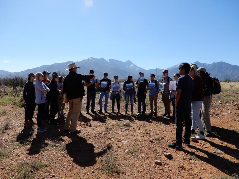 University of Arizona class during a field trip on the SRER