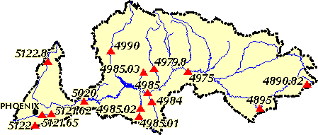 Image Map of available Real-Time Sites in the Salt River Basin