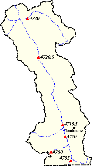 Image Map of available Real-Time Sites in the San Pedro River Basin